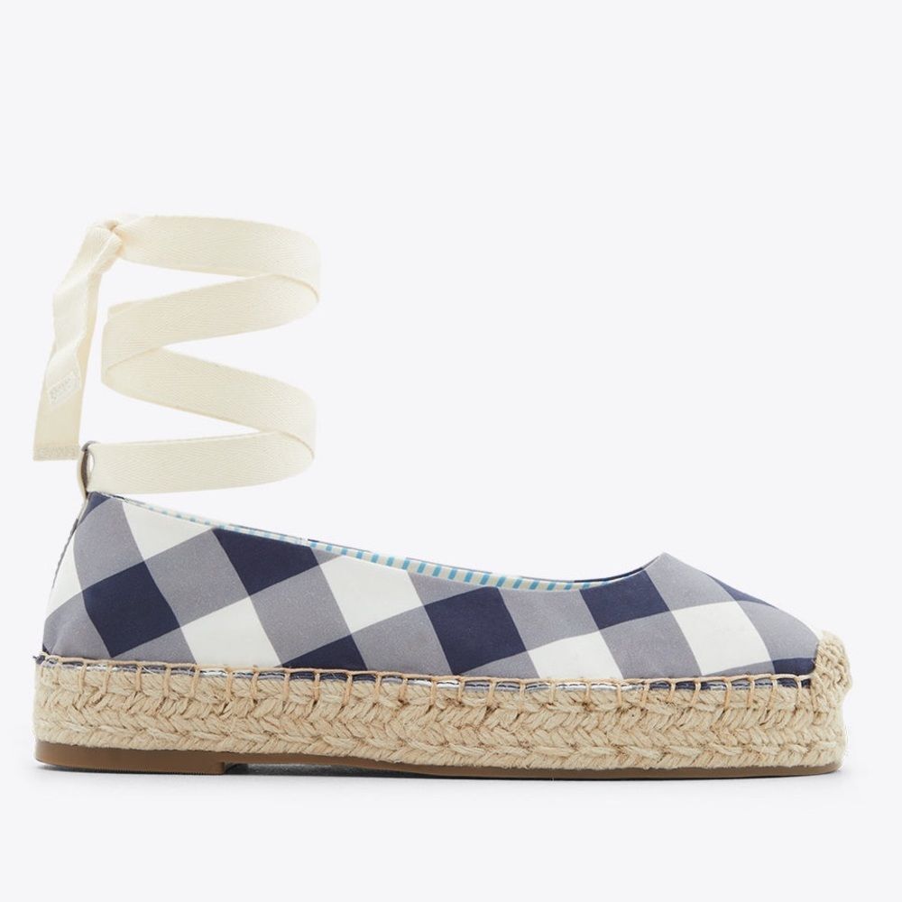 Draper James Georgia Espadrilles in Nassau Navy Gingham 8.5 NWOB